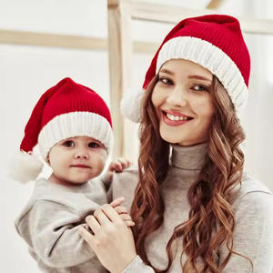 Famille correspondant chapeau de noël hiver chaud mère et bébé bonnet en tricot noël parent-enfant Pom bonnet chapeau Santa Crochet chapeaux - Product Image 1