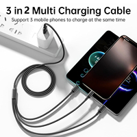 Cable de Carga Rápida 3 en 2, Cable USB Trenzado Multifuncional con USB C a Tipo C de 8 Pines Micro para iPhone y Samsung