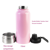 Bouteille d'eau isotherme sport en acier inoxydable 32 oz avec compartiment secret pour médicaments secs, idéale pour le camping en extérieur 2023