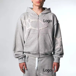 Completo Sportivo Due Pezzi Grigio Chiaro Personalizzabile: Felpa con Cerniera e Pantaloncini, <span class=keywords><strong>Tuta</strong></span> Casual Comoda - Product Image 1