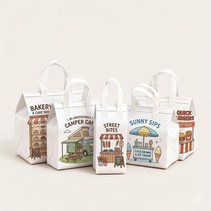 Custom Logo Printed Cooler Bag Non-Woven Take Away Carrier for Restaurant <b>BBQ</b> Hot Food Coffee Milk Tea with Stylish Design - Product Image 2