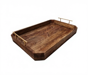 Best Selling Mango <b>Wood</b> Serving <b>Tray</b> Metal Handle Natural Finish 45x30x5cm-Quality Handicrafts Kitchenware Coffee <b>Table</b> <b>Tray</b> for - Product Image 1