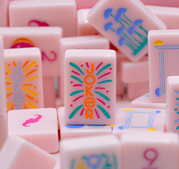 Tuiles de mahjong américaines en mélamine rose clair, imprimées d'animaux et de plantes, adaptées aux tables de jeu de mahjong