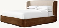 Lit en bois massif de style vintage moderne avec cadre rembourré et design de lit coffre pour chambre à coucher