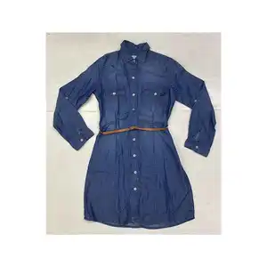 Casual short dress, in jean, shirt collar, slightly flared sleeves, super comfortable. size s - m - l order min. 1000 pcs