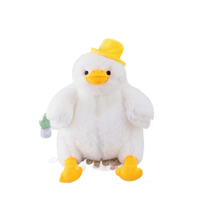 Peluche Canard Mignon Blanc, Jouet en Peluche Doux en Forme d'Animal de Dessin Animé, Rembourré en Coton PP, Cadeau Anti-Stress - Product Image 6