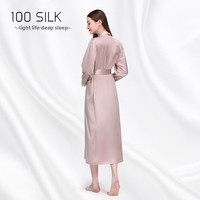 Nouvelle Arrivée Robe de Chambre/Chemise de Nuit Femme Été Sexy 100% Soie de Mûrier Respirante Col en V Manches Longues Vêtement d'Intérieur