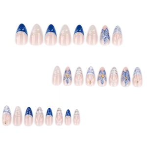 24 <span class=keywords><strong>faux</strong></span> <span class=keywords><strong>ongles</strong></span> courts en PMMA, style amande, 3D, à presser, couvrance totale, avec colle, personnalisables avec logo - Product Image 6
