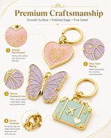 Porte-clés en métal en forme de cœur nuage papillon or rose, artisanat métallique, anti-rouille, sans nickel, cadeau pour mariage et fête nuptiale
