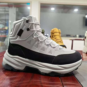 TSB85 Men High Top <b>Hiking</b> <b>Boots</b> PU Leather All Seasons Outdoor Breathable White Black Walking Shoes - Product Image 3