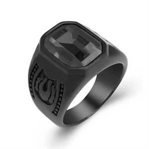 Fashion Punk Style Black Plated Emerald Ruby Gemstone <b>Ring</b> Jewelry <b>for</b> <b>Men</b> - Product Image 2