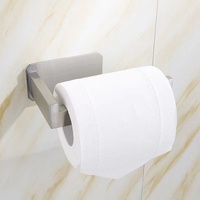HOMEDEC Porte-rouleau de papier toilette mural moderne en acier inoxydable nickel brossé auto-adhésif carré pour salle de bain