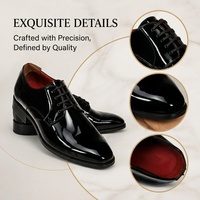 Zapatos Derby de charol negro brillante italianos DL520-1 al por mayor para hombre, zapatos formales con cordones, zapatos de vestir con suela roja para fiestas y negocios.