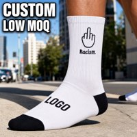 Chaussettes de sport personnalisées blanches avec slogan « Freedom » imprimé et logo sur le dessus du pied pour usage quotidien ou comme cadeau