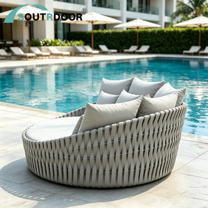 Chaise longue <span class=keywords><strong>de</strong></span> <span class=keywords><strong>jardin</strong></span> ronde en <span class=keywords><strong>aluminium</strong></span> avec coussin Chaise <span class=keywords><strong>de</strong></span> piscine portable en métal pour la plage extérieure pour l'hôtel et le salon - Product Image 4