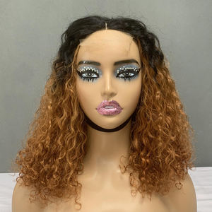 Perruques en cheveux humains Bob T1B/350, couleur bicolore, SDD 14 pouces, fermeture en dentelle 4*4, perruque bouclée de luxe, 210 grammes - Product Image 1