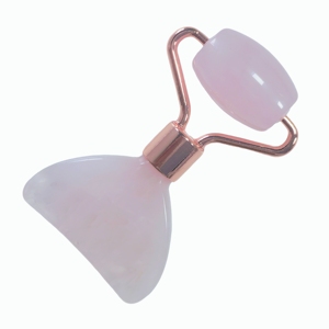 Masajeador facial con rodillo en forma de cola de pez de cuarzo rosa, herramienta para adelgazar el rostro, masajeador de ojos - Product Image 6