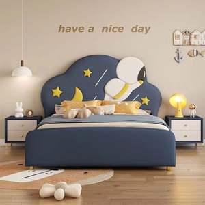 Lit d'appoint pour enfants tendance, design de dessin animé, en bois, confortable, avec espace de rangement, gain de place, lit pleine grandeur, chambre à coucher pour garçons et filles - Product Image 2