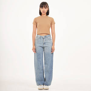 เสื้อยืดแขนสั้นสำหรับผู้หญิงเสื้อครอปแบบลำลองสำหรับฤดูร้อนเสื้อยืดเด็กพิมพ์ลายเป็นมิตรต่อสิ่งแวดล้อมระบายอากาศได้เข้ารูป - Product Image 1