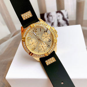 GUESST ファッション ゴールド ダイヤモンド ウォッチ 女性用 3 針大型ダイヤル ブラック シリコン クォーツ レディース ウォッチ W1160L1 - Product Image 2