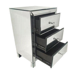 Wholesale Modern Luxury Home Apartment Bedroom Furniture 3-Drawer Accent Porch Table Bedside Table Silver <strong>Mirror</strong> <strong>Nightstand</strong> Side - Product Image 4
