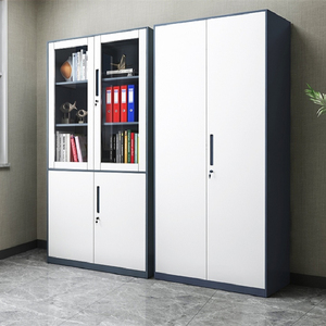 Armoire de rangement métallique d'usine, classeur en acier, armoire métallique multi-étagères avec portes vitrées - Product Image 4
