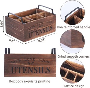 Cucina in legno contenitore per stoviglie e portatovaglioli portatovaglioli portatovagliolo decorativo in legno <span class=keywords><strong>Caddy</strong></span> con 4 scomparti - Product Image 5