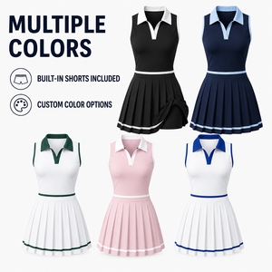 Abito Sportivo Senza Maniche Personalizzato per Tennis e Attività da Resort, <span class=keywords><strong>Vestito</strong></span> Plissettato ad Asciugatura Rapida per Signore, Ordine all'Ingrosso - Product Image 6