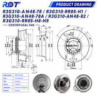 Ventilador Centrífugo EC R3G310-RR05-H1, 230VAC 500W 310mm, Alto Flujo de Aire, Aspas Curvadas hacia Atrás, Reemplazo para Ventilación Industrial HVAC