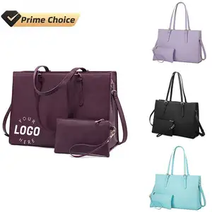 BSCI Custom PU Leather Laptop Tote Bag For Women Large Waterproof Portable Business Laptop Bag Lightweight Leather Tote Bag