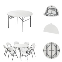 Nouvelle table pliante légère en HDPE et tube d'acier pour hôtels, événements, locations, banquets de mariage, salles à manger, cours et conférences