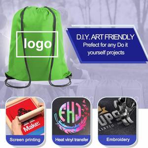 Sac à dos personnalisé pour petites entreprises, logo, fitness, robuste, jaune-vert, en plastique et polyester avec cordon de serrage - Product Image 2