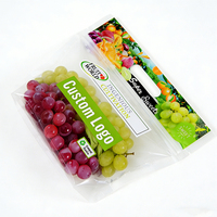 Sac d'emballage alimentaire en plastique transparent avec fermeture éclair, anti-buée, personnalisé avec logo, pour fruits, légumes, raisin, pomme, cerise
