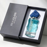 Flacon de parfum en verre le plus populaire, 50 ml, forme abstraite, flacon de parfum personnalisé, estampage à chaud en feuille d'or avec couvercle et boîte cadeau