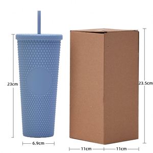 Reusable 24oz Double Wall Colored Acrylic Tumbler Plastic Water Bottle Bulk <b>Cold</b> Drinks Tumbler <b>Cups</b> With Lid and Straw - Product Image 2