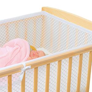 <span class=keywords><strong>Protector</strong></span> de <span class=keywords><strong>cuna</strong></span> de bebé, juego de almohadillas de parachoques, 4 lados, transpirable, 3D, malla de aire, blanco - Product Image 1