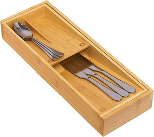 Organisateur de tiroir de cuisine multifonctionnel en bambou, organisateur d'ustensiles en bambou réglable - Product Image 4