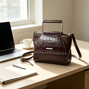 Bolso cruzado estructurado de moda con asa de metal y remaches, ideal para el día a día - Product Image 3