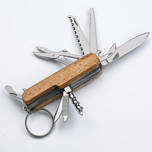 Coltellino Svizzero Multifunzione 11 in 1 con Manico in Legno e Acciaio Inox, Apribottiglie, <span class=keywords><strong>Bussola</strong></span>, Coltello Pieghevole e Portachiavi - Product Image 2