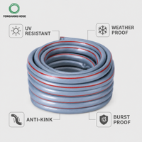 Tuyau d'arrosage de jardin en PVC tressé en polyester 3 couches de 1 pouce et 20 m, résistant aux UV, WP 8 bars, BP 24 bars, avec buse de pulvérisation pour l'irrigation des champs agricoles