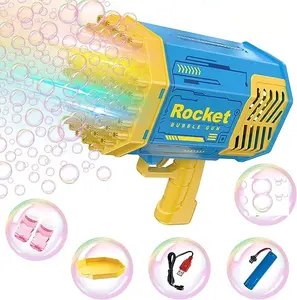 Summer Outdoor 69 Holes Bubble Gun Machine Electric Automatic Soap Bazooka Bubble Machine Lights Wedding Bubble Gun