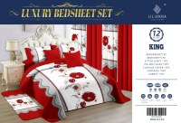 Großhandel 12-teiliges Luxus-Kingsize-Schlafzimmer-Set in einer Tasche mit passenden Vorhängen und Teppich