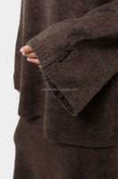 Ensemble de loungewear deux pièces ample et respirant pour femmes musulmanes, col montant, tricot personnalisé, non tissé, longueur intégrale, couleur unie, automne, vente en gros
