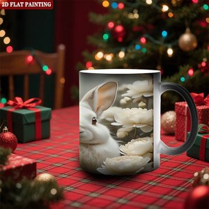 Mug à boire en céramique 11oz Noir givré Tasse changeante de couleur sensible à la chaleur Utilisation en pique-nique en plein air - Product Image 1