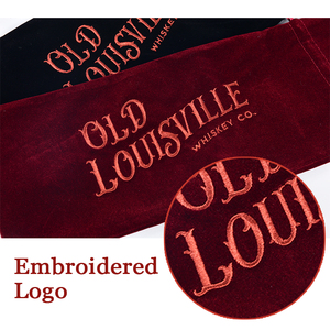 Tùy chỉnh Burgundy nhung Pouch cho chai rượu vang dây rút thêu logo nhung vải chai rượu vang Túi - Product Image 2