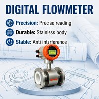 RUIJI Digital Electromagnetic Flow Meter Koneksi Flens Baja Tahan Karat Akurasi +/-0.5% OEM/ODM Dapat Disesuaikan untuk Bahan Kimia
