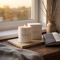 Lampe à huile en verre simple, blanc mat et noir mat, 6oz, 10oz, 14oz, avec logo personnalisé et couvercle en bois pour Noël