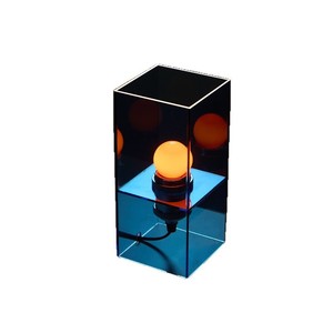 Lámpara de mesa con espejo acrílico azul, bombilla incandescente E27, control de interruptor para dormitorio, sala de estar, estudio, luz nocturna decorativa - Product Image 5