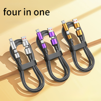Cable de carga rápida 4 en 1 de 100W, nuevo producto Cable trenzado USB tipo C para teléfonos móviles y dispositivos