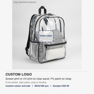 กระเป๋าเป้ใสแบบหนา 17 นิ้ว ทำจาก TPU สำหรับใส่หนังสือเรียน พร้อมสายสะพายบุนุ่ม ขนาด 32x43 ซม. ปลอดสาร PVC รับสกรีนโลโก้ - Product Image 4